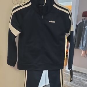 Adidas Navy and White Tracksuit